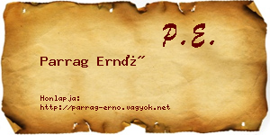 Parrag Ernő névjegykártya